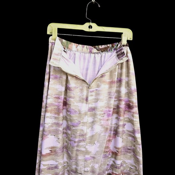 Lanz Originals 1980s Scenic Maxi Skirt Seine River 26"W Pastel Novelty Print - Picture 6 of 12